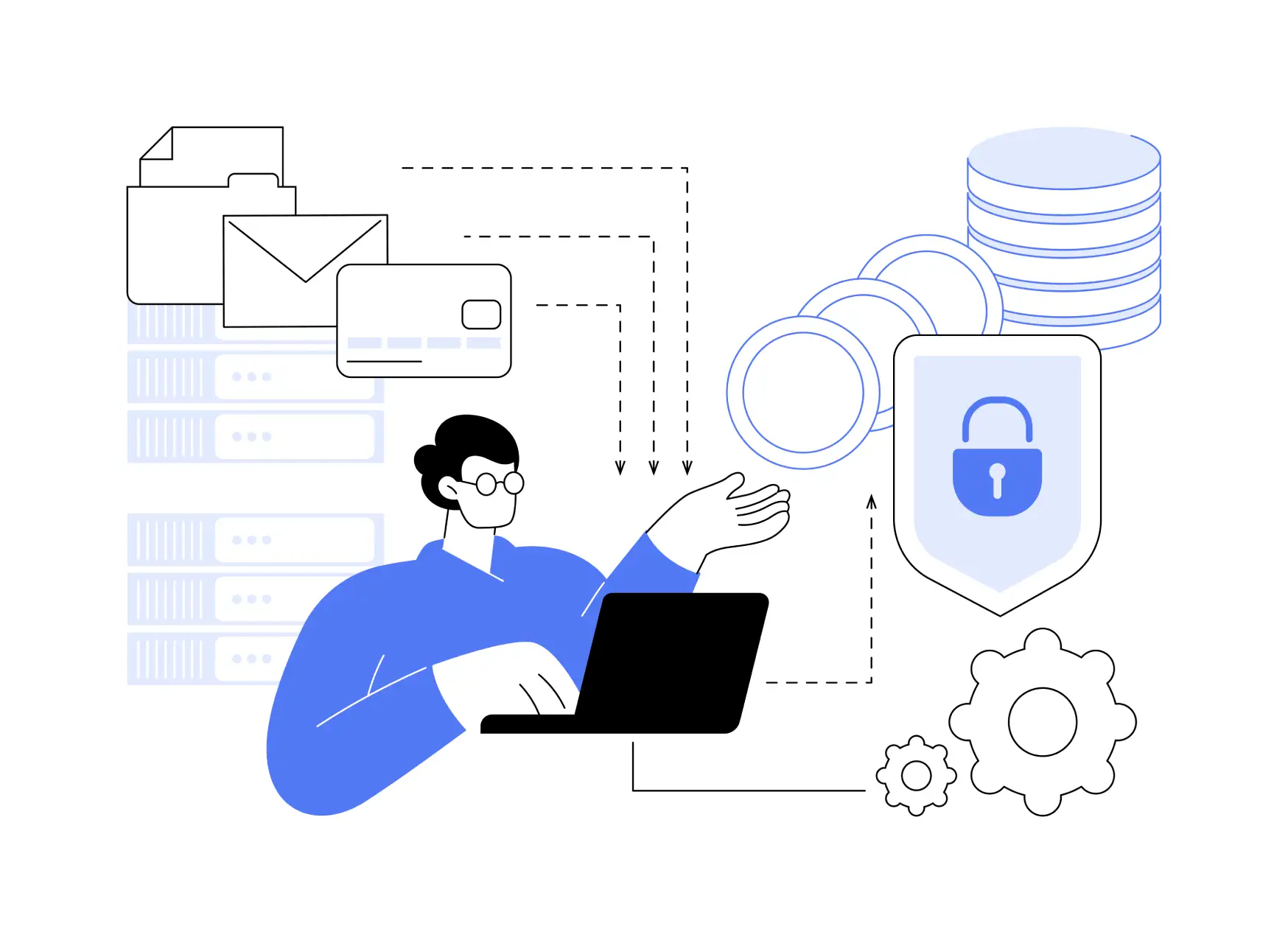 Symbolgrafik Datenschutz und Datensicherheit in sozialen Einrichtungen und Bildungsträgern